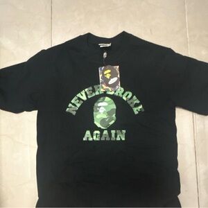 Bape Black 'Never Broke Again' Camo Logo T-Shirt